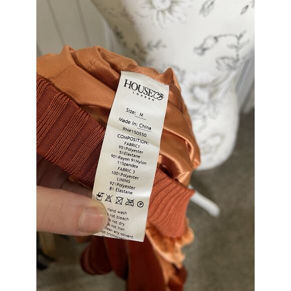 House of CB London Velvet Hoodie Full Zip Burnt Orange Womens Size Medium - Picture 6 of 6